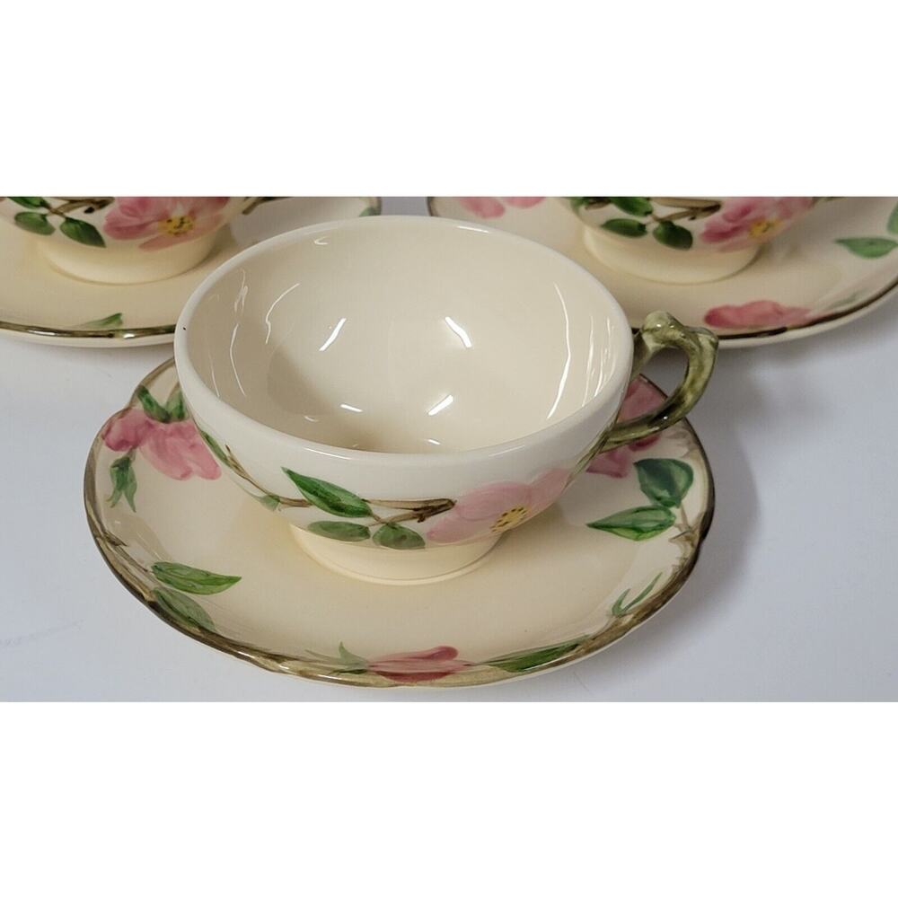 Franciscan DESERT ROSE Coffee Tea Cup Saucer Set of 3 TV Backstamp USA 1963-64 - Picture 2 of 7